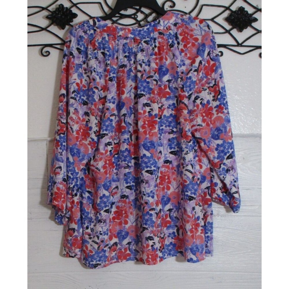 Charter Club Top Women's Size M Multicolored Floral Long Sleeve Round Neck - Picture 2 of 5
